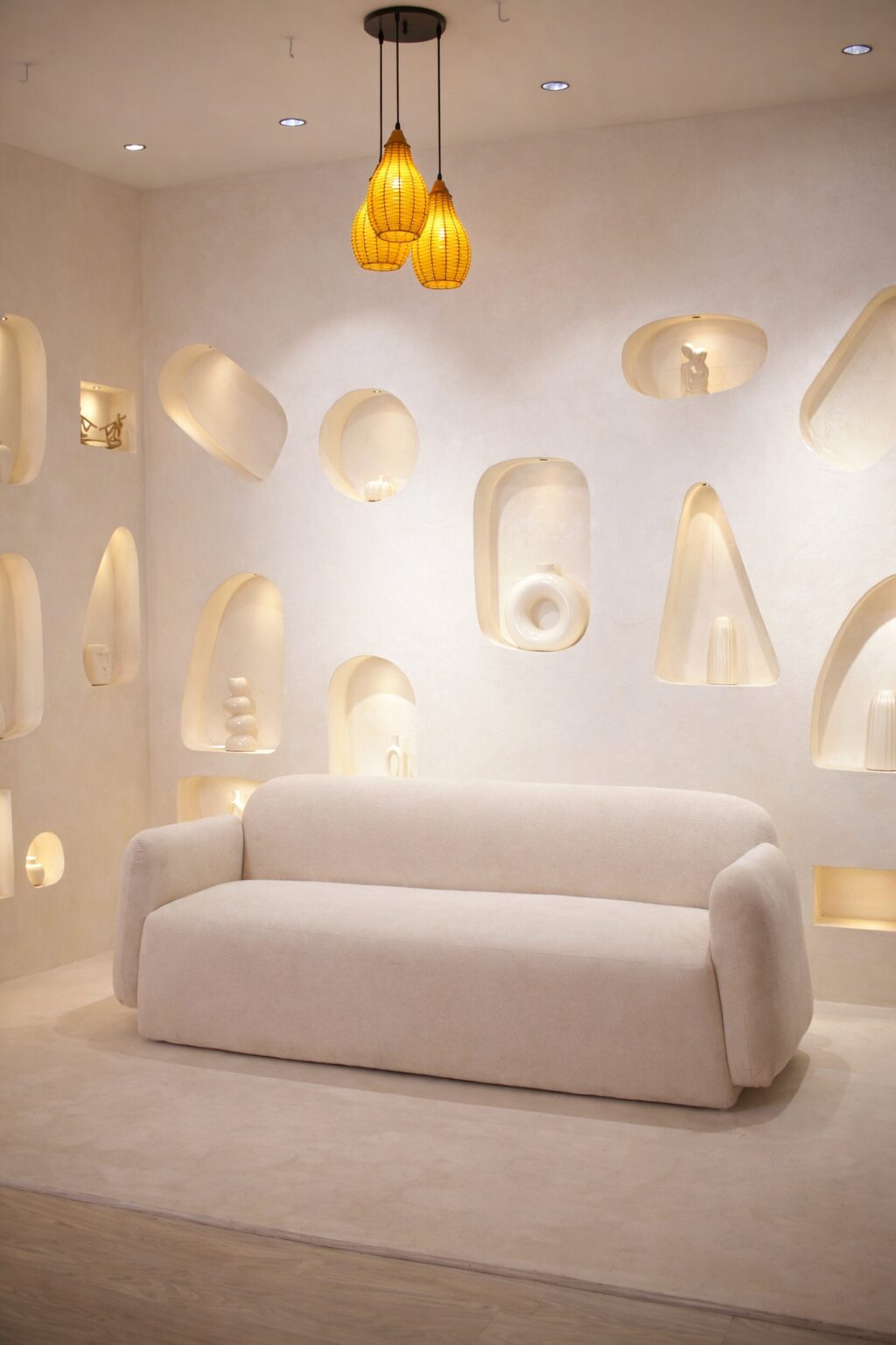 The Alcove — sculpted niches with diffused glow