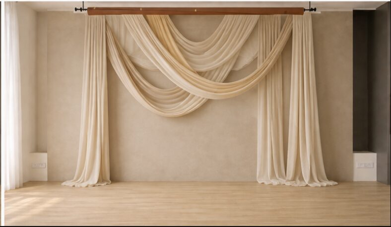 Draped fabric backdrop