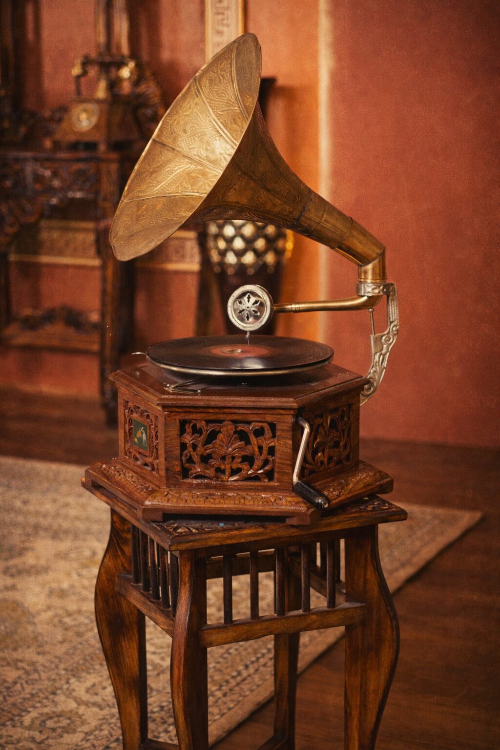 Vintage gramophone styling detail